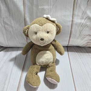 Carters Just One You Girl Monkey Plush Rattle Toy White Flower 9 Inch 2012